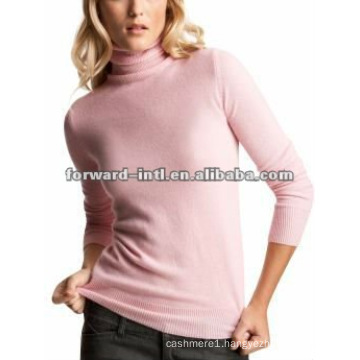 100% knitted women cashmere sweater with turtle neck 12gg 14gg 16gg